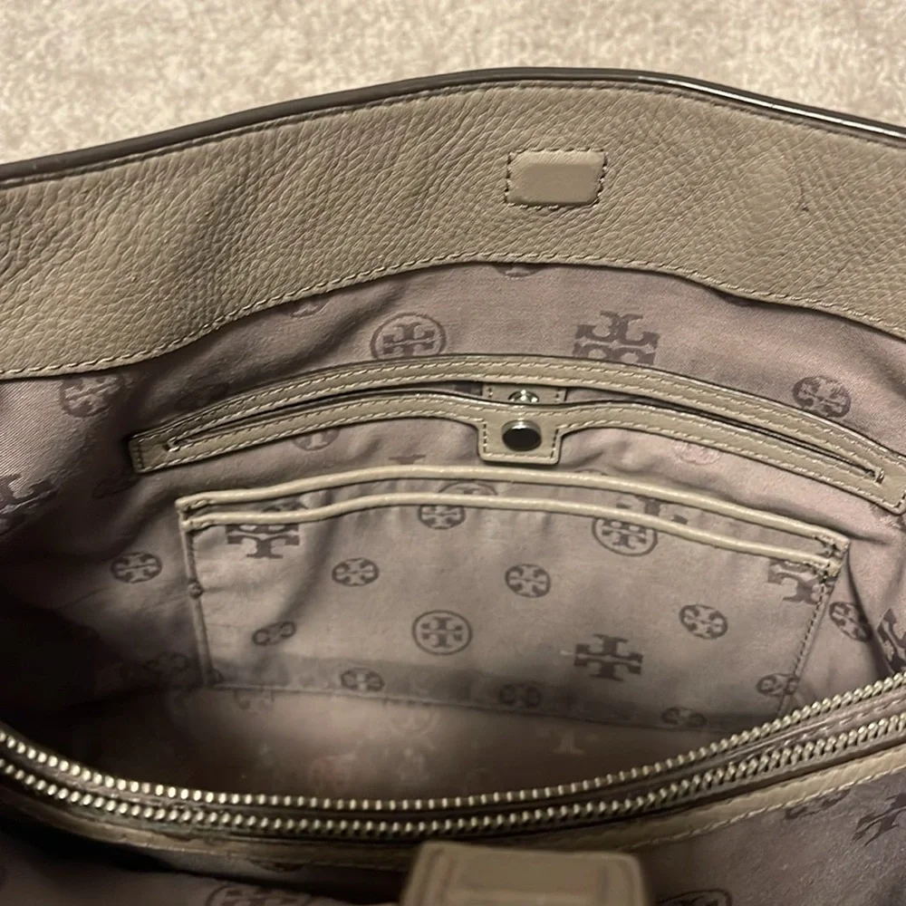 Tory Burch Taupe Perforated Tote and Wallet Set